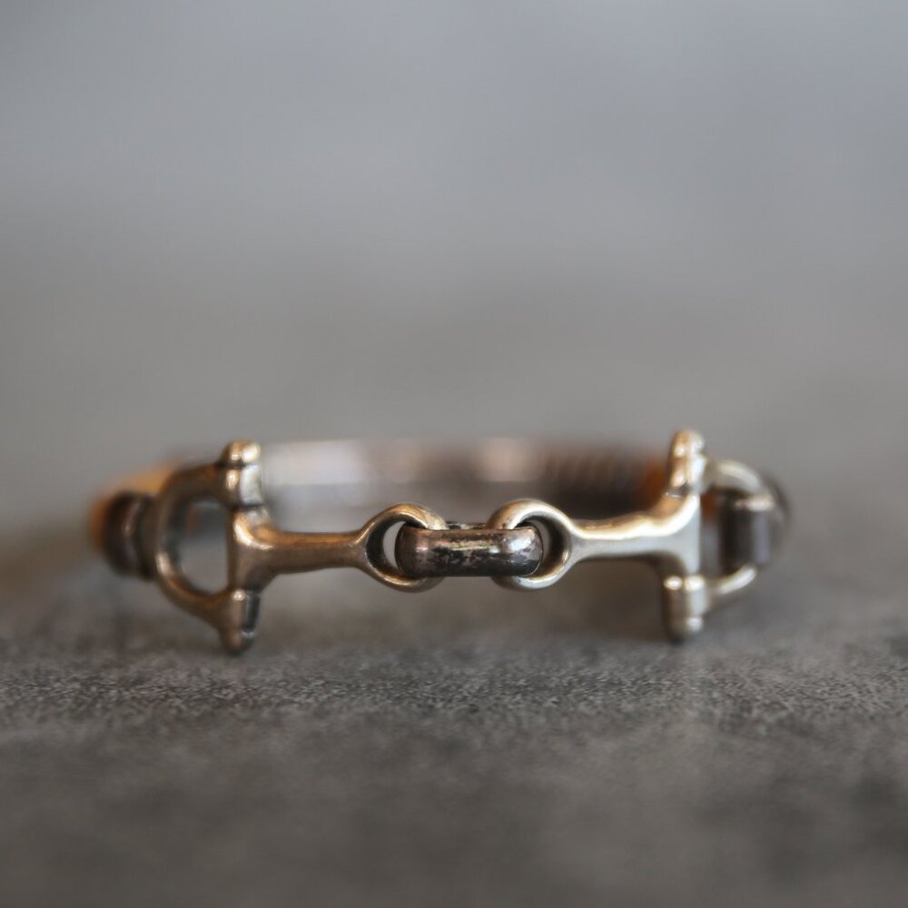Vintage Taxco Mexican Sterling Snaffle Link Bit Stirrup Leather Wrapped Bracelet